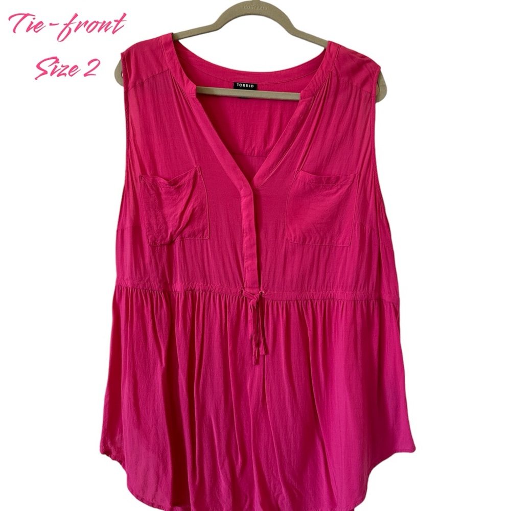 Torrid Vibrant Pink Tie-Front Blouse